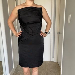 Tadashi Shoji sculptural black silk dress